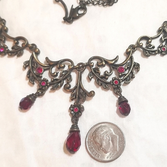 Avon Jewelry - RARE VINTAGE AVON Victorian Revival Filigree AB Crystal Necklace